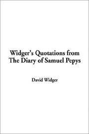 Cover of: Widger's Quotations from the Diary of Samuel Pepys