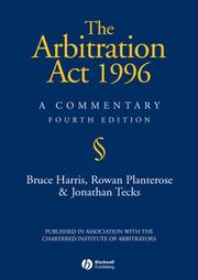 Cover of: The Arbitration Act 1996 | Bruce Harris