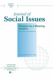 Cover of: Religion as a Meaning System 2005 (Journal of Social Issues)