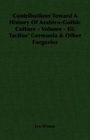 Cover of: Contributions Toward A History Of Arabico-Gothic Culture - Volume - Iii by Leo Wiener