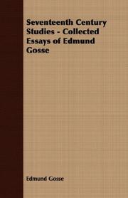 Cover of: Seventeenth Century Studies - Collected Essays of Edmund Gosse