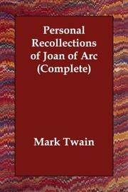 Cover of: Personal Recollections of Joan of Arc (Complete) by Mark Twain