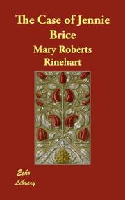 Cover of: The Case of Jennie Brice by Mary Roberts Rinehart