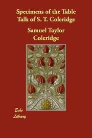 Cover of: Specimens of the Table Talk of S. T. Coleridge