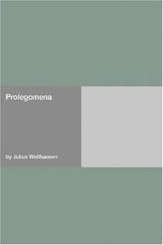 Cover of: Prolegomena by Julius Wellhausen