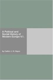 Cover of: A Political and Social History of Modern Europe V.1.