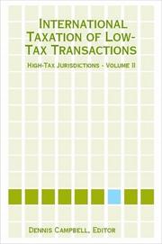 Cover of: International Taxation of Low-Tax Transactions - High-Tax Jurisdictions - Volume II