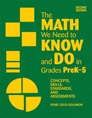 Cover of: The Math We Need to Know and Do in Grades PreK5: Concepts, Skills, Standards, and Assessments
