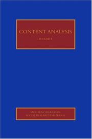 Cover of: Content Analysis (SAGE Benchmarks in Social Research Methods series)