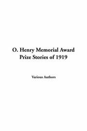 Cover of: O. Henry Memorial Award Prize Stories of 1919