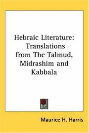 Cover of: Hebraic Literature: Translations from The Talmud, Midrashim and Kabbala