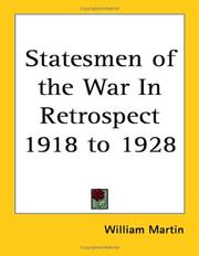 Cover of: Statesmen of the War In Retrospect 1918 to 1928