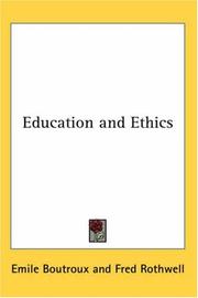 Cover of: Education And Ethics