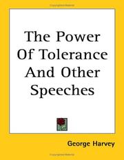 Cover of: The Power of Tolerance and Other Speeches