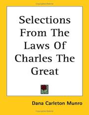 Cover of: Selections from the Laws of Charles the Great by Dana Carleton Munro