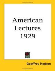 Cover of: American Lectures 1929