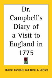 Cover of: Dr. Campbell's Diary of a Visit to England in 1775