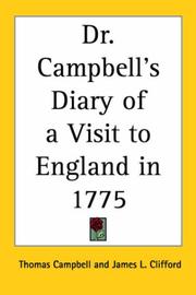 Cover of: Dr. Campbell's Diary of a Visit to England in 1775 by Thomas Campbell