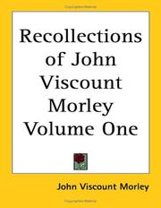 Cover of: Recollections of John Viscount Morley