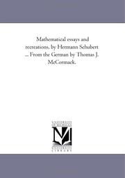 Cover of: Mathematical essays and recreations by Hermann Cäsar Hannibal Schubert