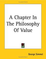 Cover of: A Chapter In The Philosophy Of Value