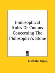 Cover of: Philosophical Rules or Canons Concerning the Philosopher
