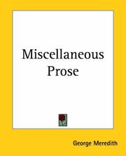 Cover of: Miscellaneous Prose by George Meredith