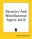 Cover of: Narrative And Miscellaneous Papers