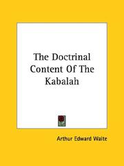 Cover of: The Doctrinal Content Of The Kabalah by Arthur Edward Waite