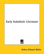 Cover of: Early Kabalistic Literature
