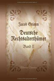 Cover of: Deutsche Rechtsalterthümer: Band 2