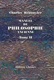 Cover of: Manuel de philosophie ancienne