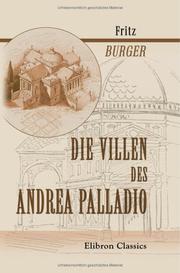 Cover of: Die Villen des Andrea Palladio by Fritz Burger