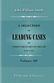 Cover of A selection of leading cases on various branches of the law