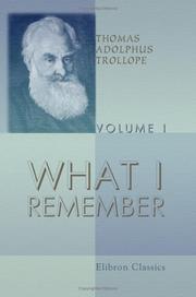 Cover of: What I Remember by Thomas Adolphus Trollope