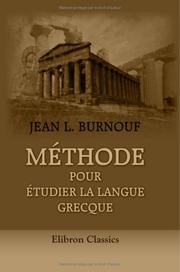 Cover of: Méthode pour étudier la langue grecque