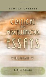Cover of: Critical and Miscellaneous Essays by Thomas Carlyle
