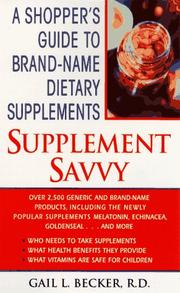 Cover of: Supplement savvy by Gail L. Becker