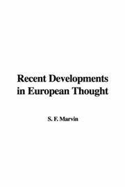 Cover of: Recent Developments in European Thought