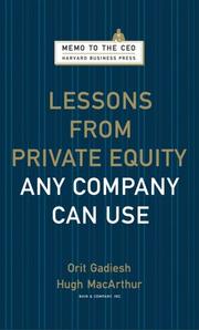 Cover of: Lessons from Private Equity Any Company Can Use (Memo to the CEO)