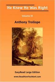 Cover of: He Knew He Was Right by Anthony Trollope