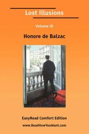 Cover of: Lost Illusions Volume III [EasyRead Comfort Edition] | HonorГ© de Balzac