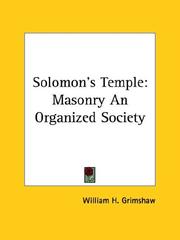 Cover of: Solomon's Temple: Masonry An Organized Society