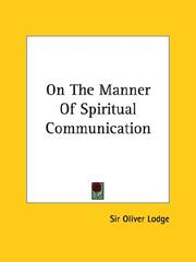 Cover of: On the Manner of Spiritual Communication