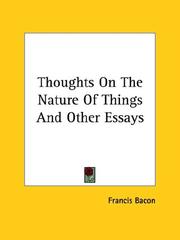 Cover of: Thoughts on the Nature of Things and Other Essays