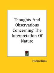 Cover of: Thoughts and Observations Concerning the Interpretation of Nature