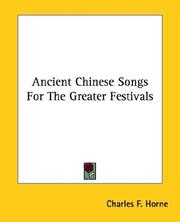 Cover of: Ancient Chinese Songs for the Greater Festivals