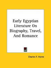 Cover of: Early Egyptian Literature on Biography, Travel, and Romance