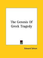Cover of: The Genesis of Greek Tragedy
