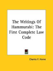 Cover of: The Writings of Hammurabi | Charles F. Horne